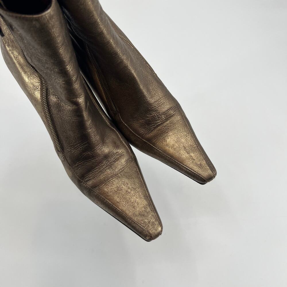 Donald J. Pliner Salona leather bronze metallic bootie gold stilletto size 8 - Picture 6 of 12